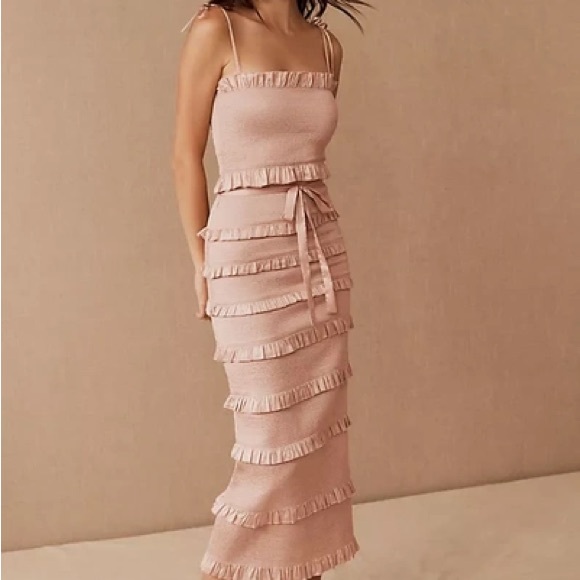 V. Chapman Dresses & Skirts - V. Chapman Lily Blush Pink Ruffle Midi Dress